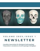 Front cover of CABA-ACAB Newsletter Volume 2023 Issue 1. 3D segmentation of Tutankhamun's skull.
