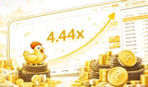 Chicken Road crash game interface showing rising multiplier chart with chicks standing on tire stacks in Indian online casino